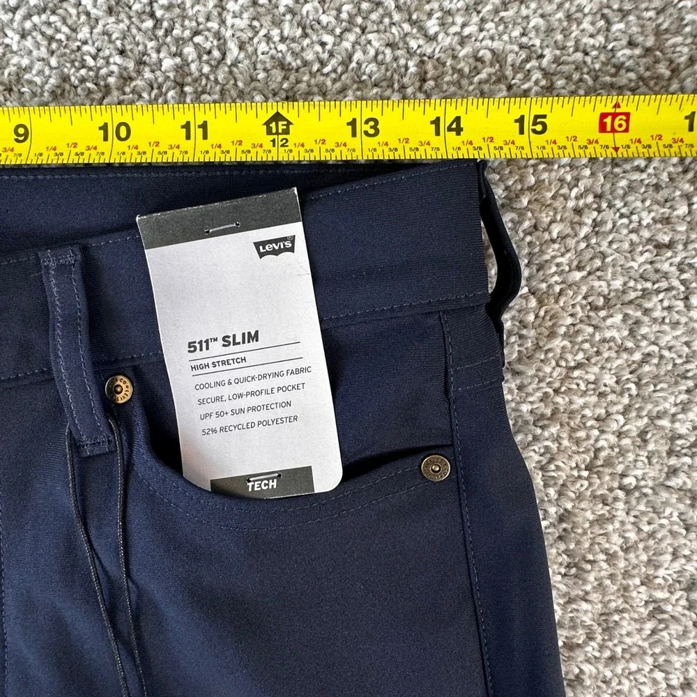 Levis 511 Slim Tech Pants Mens 29x32 Navy Blue High Stretch Performance NEW